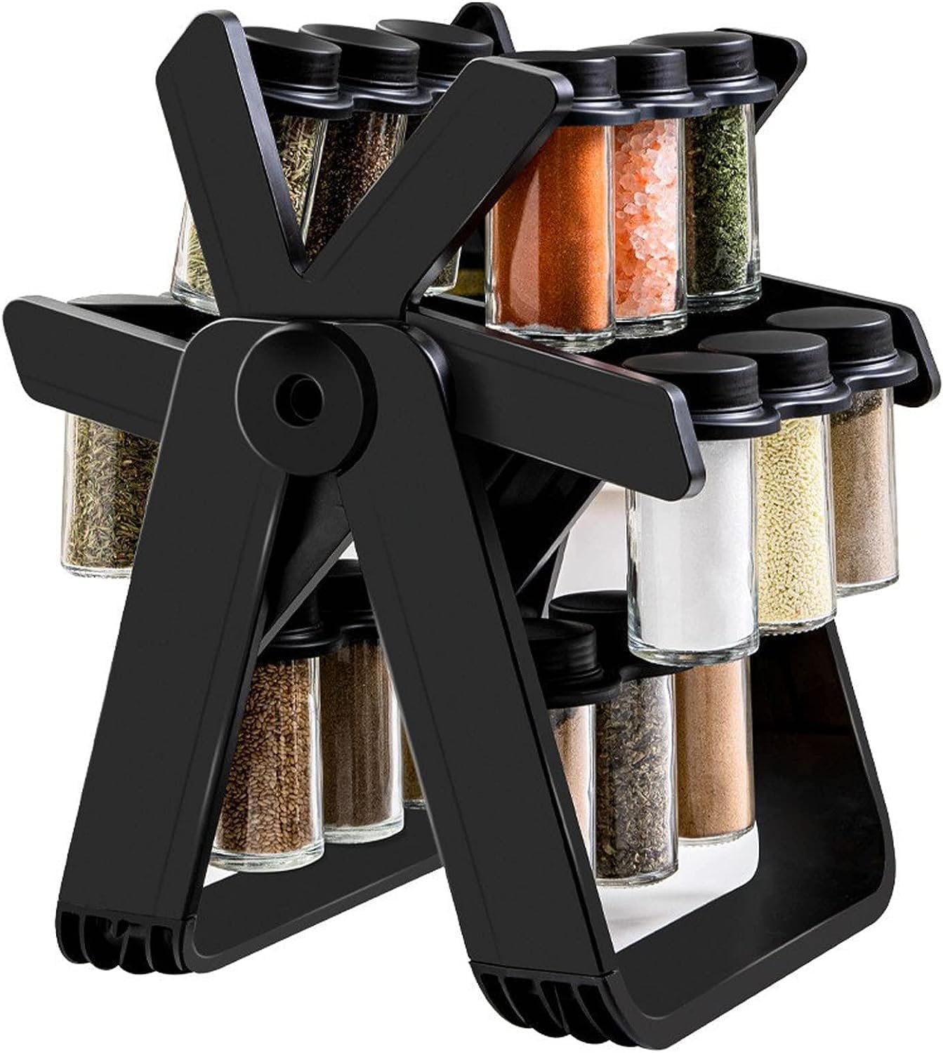 Spice Rack Organizer with 18 Glass Spice Jars