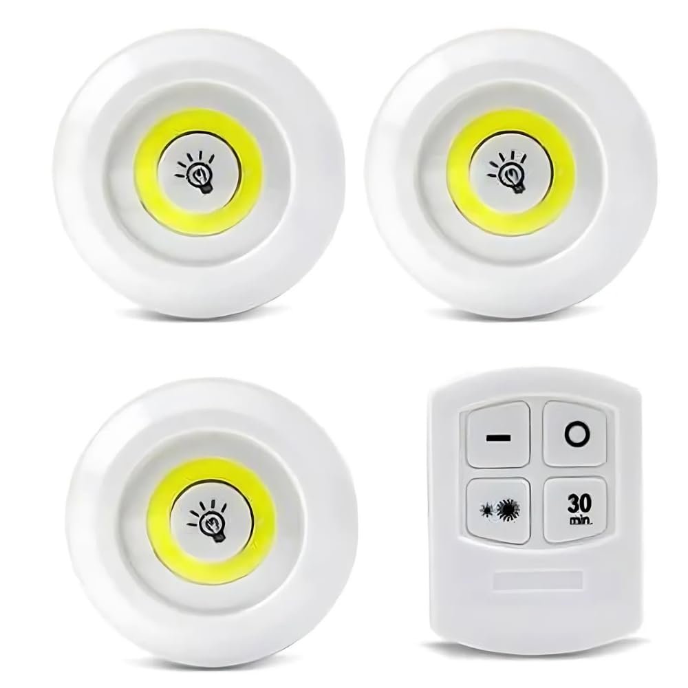 3 White Wireless Wardrobe Light with Remote Control