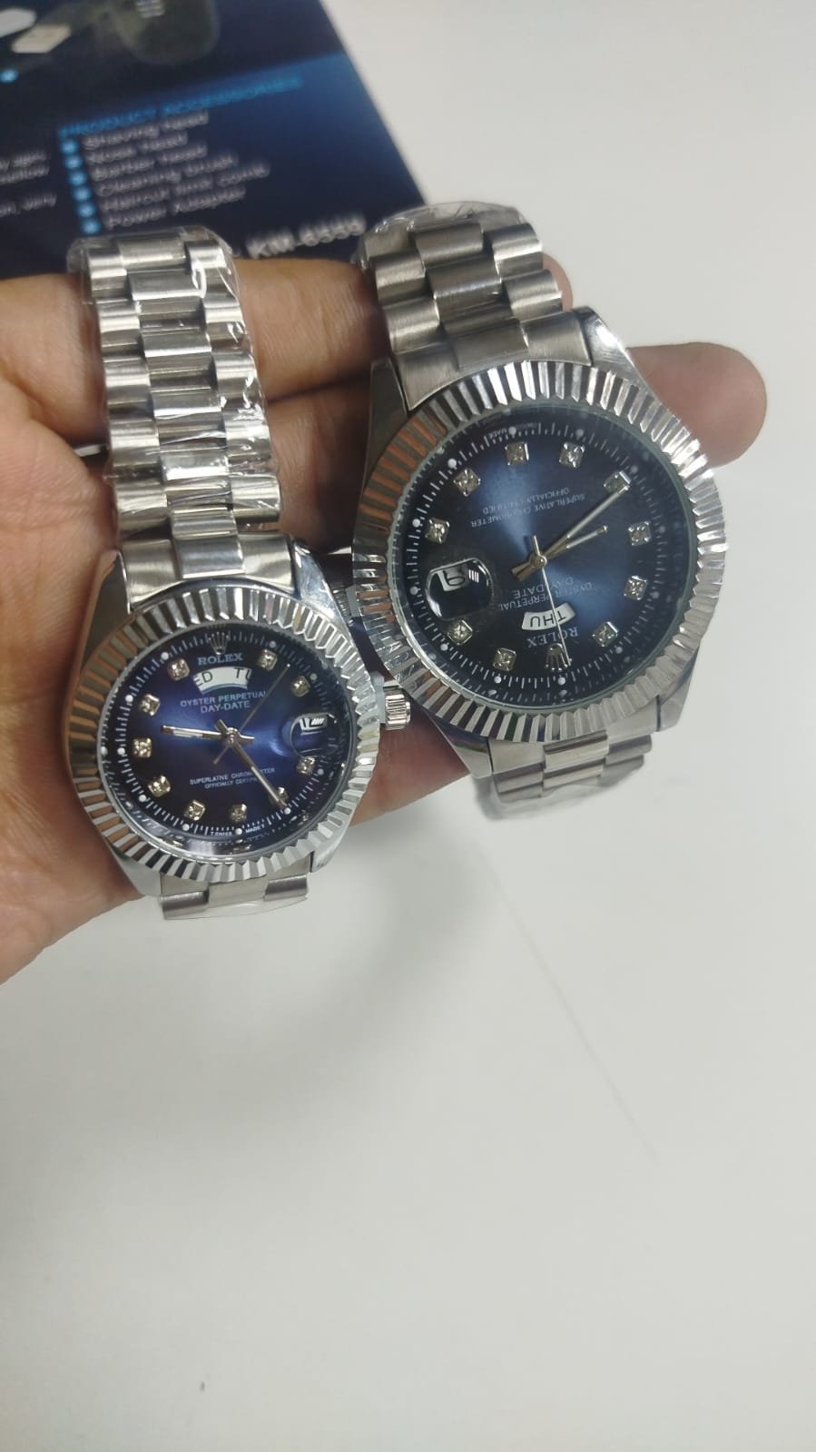 Silver with Blue dial