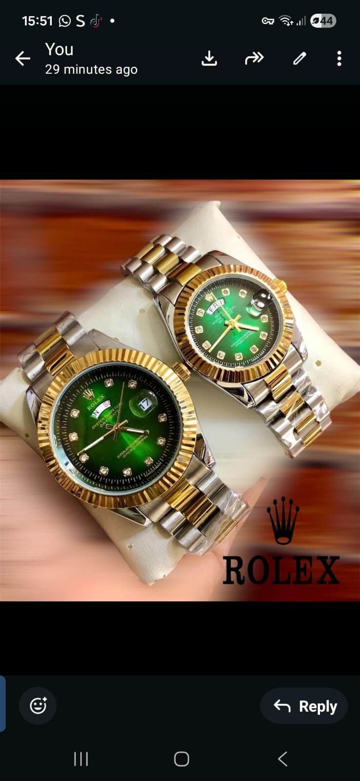 Gold Siver with Green dial